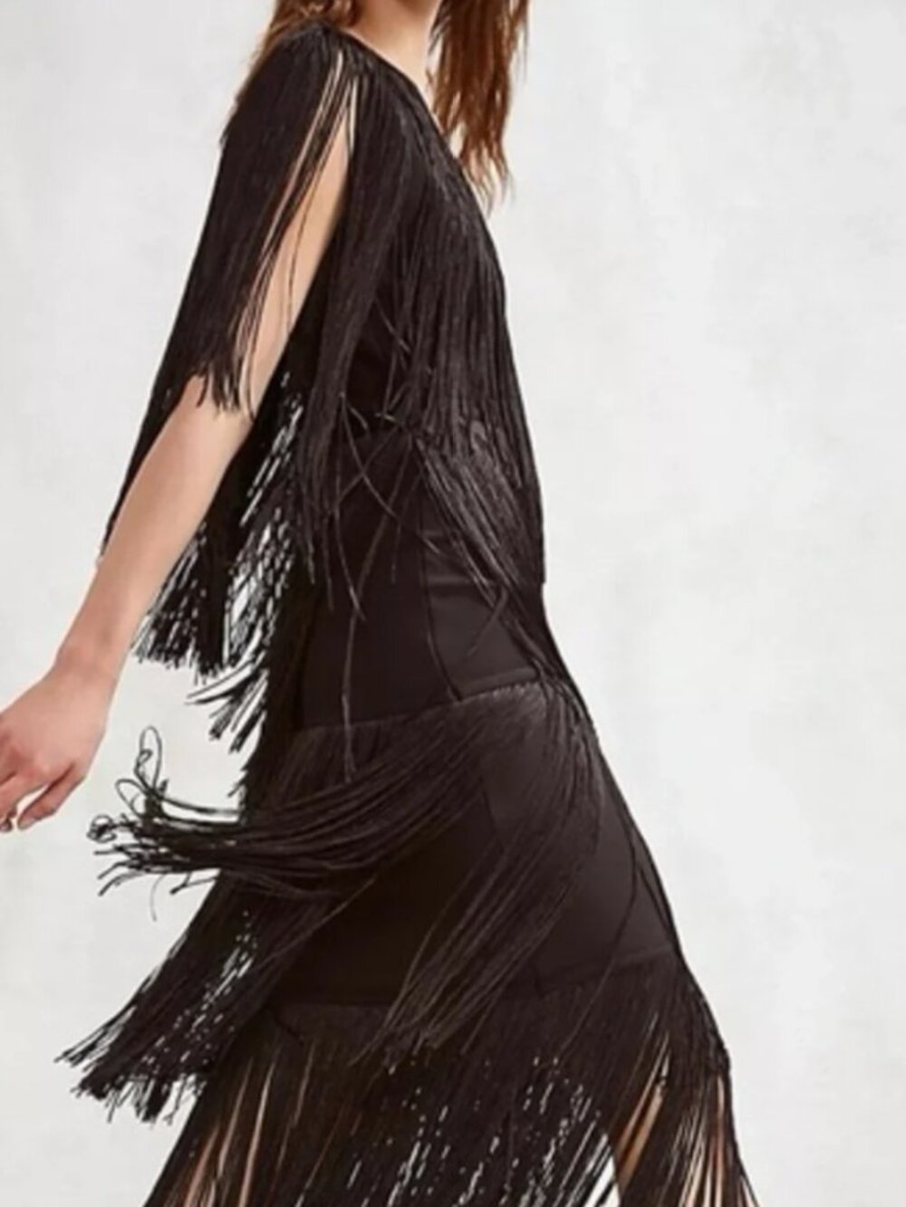 One shoulder fringe dress